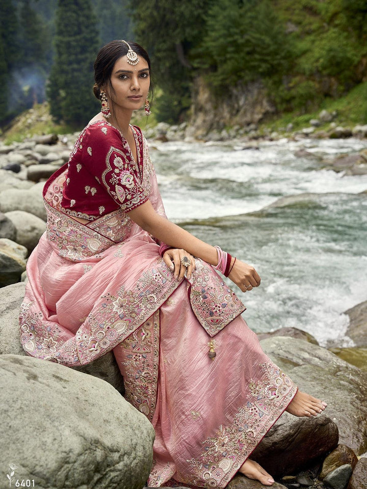 All Occasion Wear Pink Silk Designer Saree - Fashion Nation