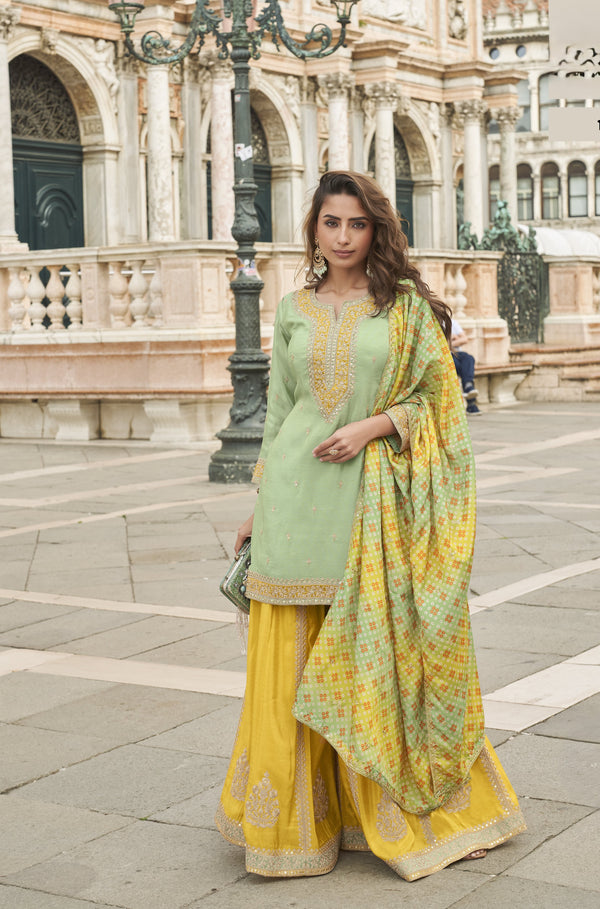 celeb style haldi party attire in yellow