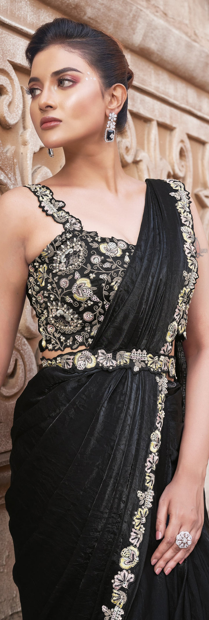 club night partywear black cocktail sari
