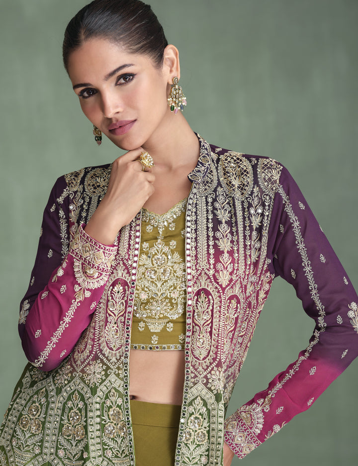 designer crop cape sharara set