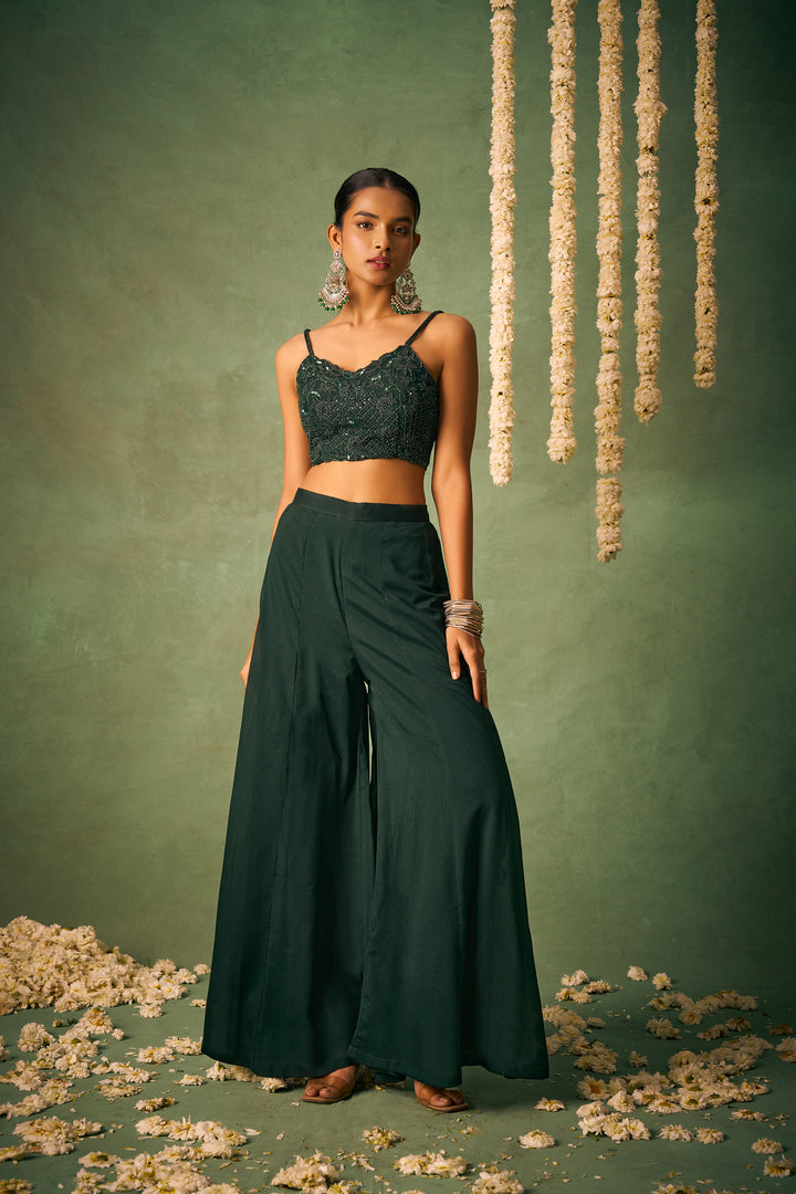 readymade fusion embroidered crop top sharara dress