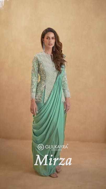 fusion partywear skirt jacket set by gulkayra catalogue mirza