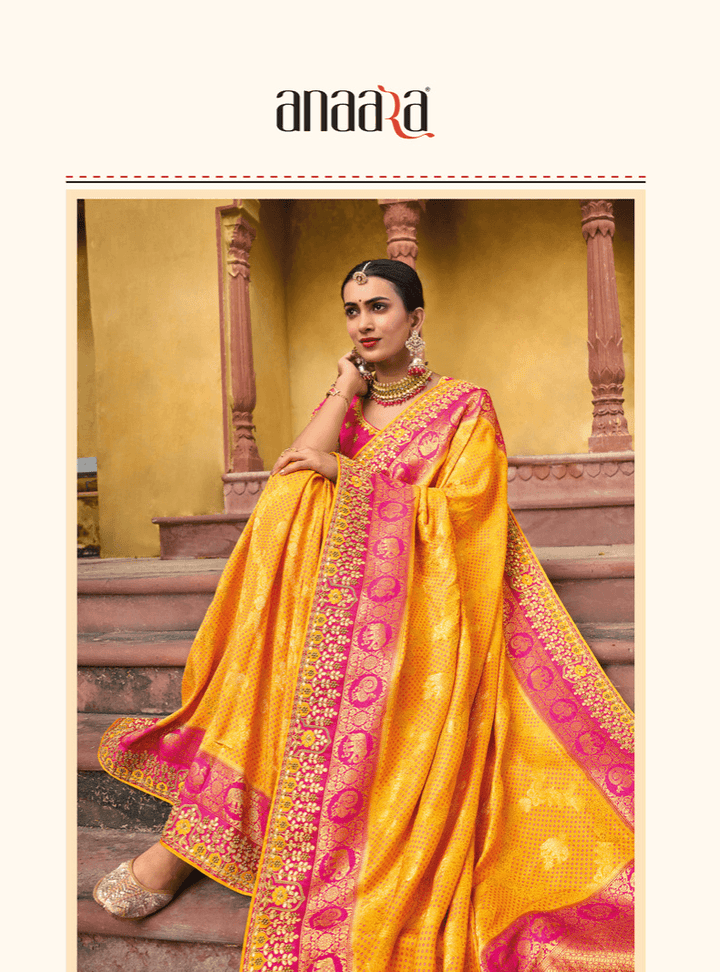Haldi Wear Bandhej Gota Patti Sari - Fashion Nation